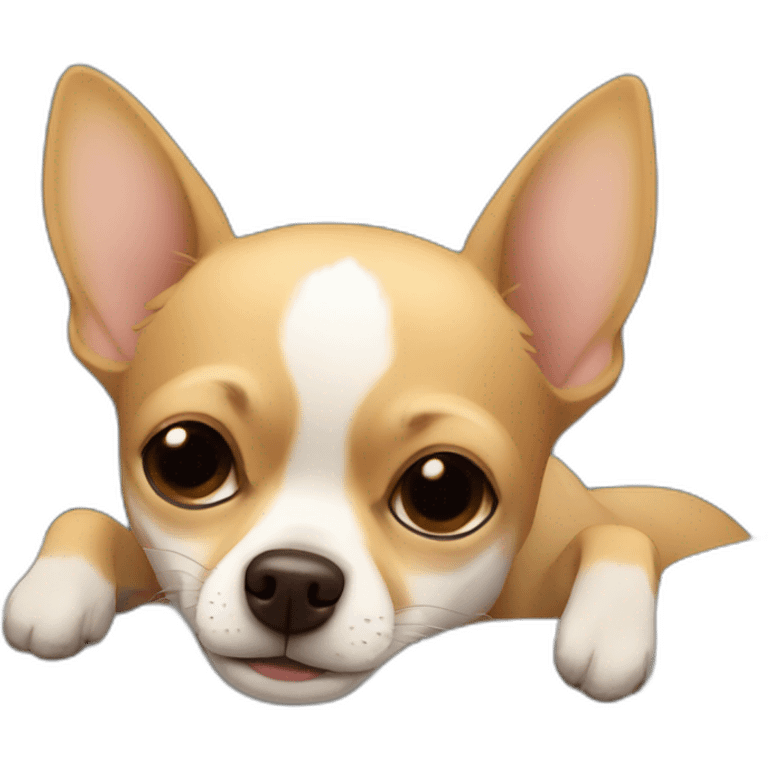 Chihuahua sleeping on a bed emoji