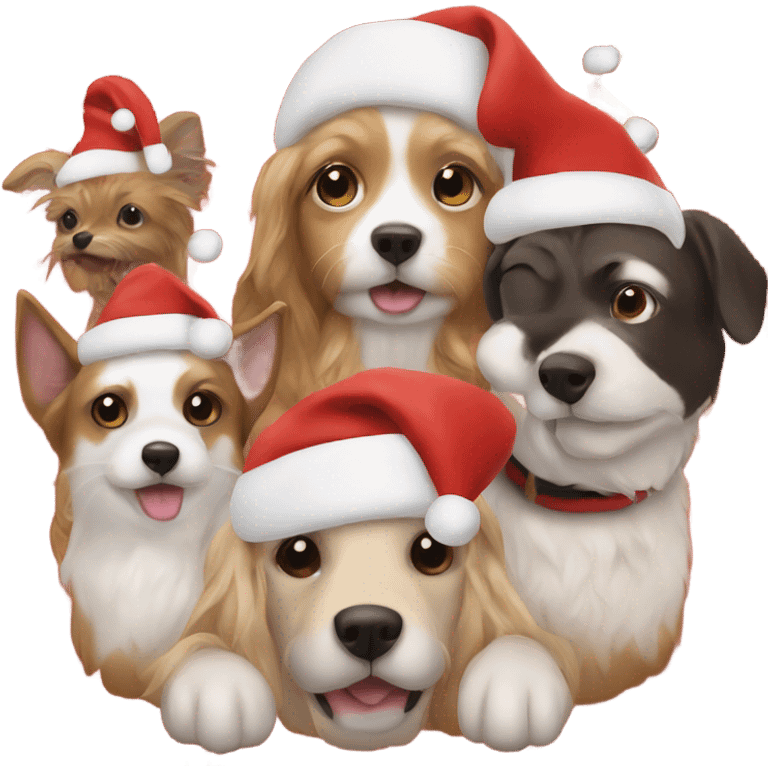 Merry Christmas text with pets emoji