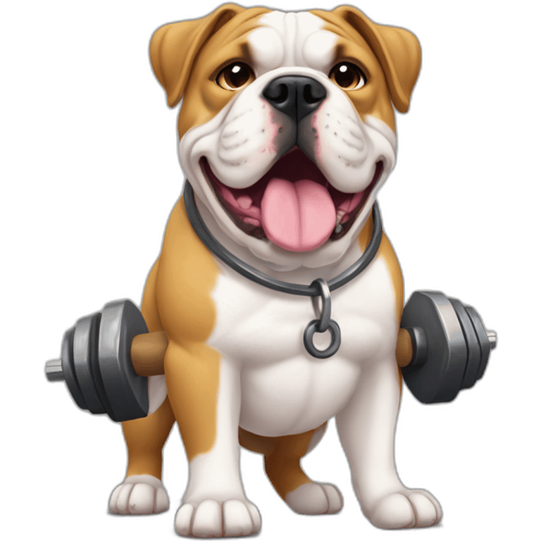 Muscly American bulldog with weights emoji