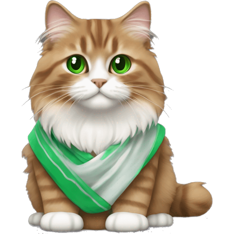 Brown Siberian cat with green eyes dressed as obi wan kenobi  emoji