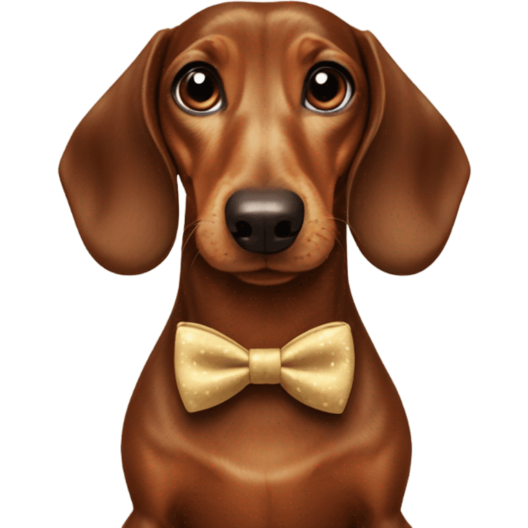 Brown dachshund with bow tie emoji