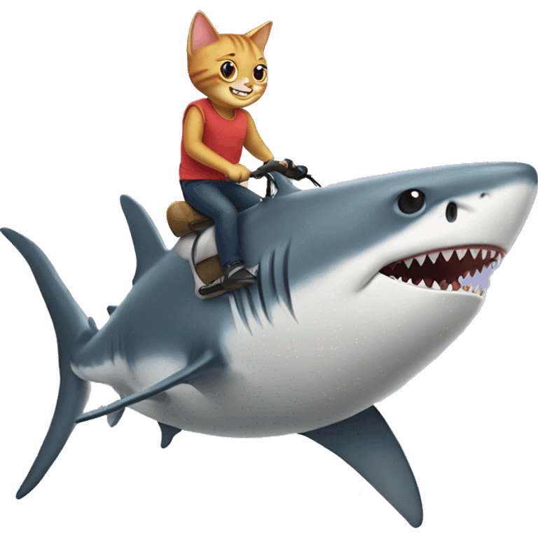 A cat riding a shark emoji