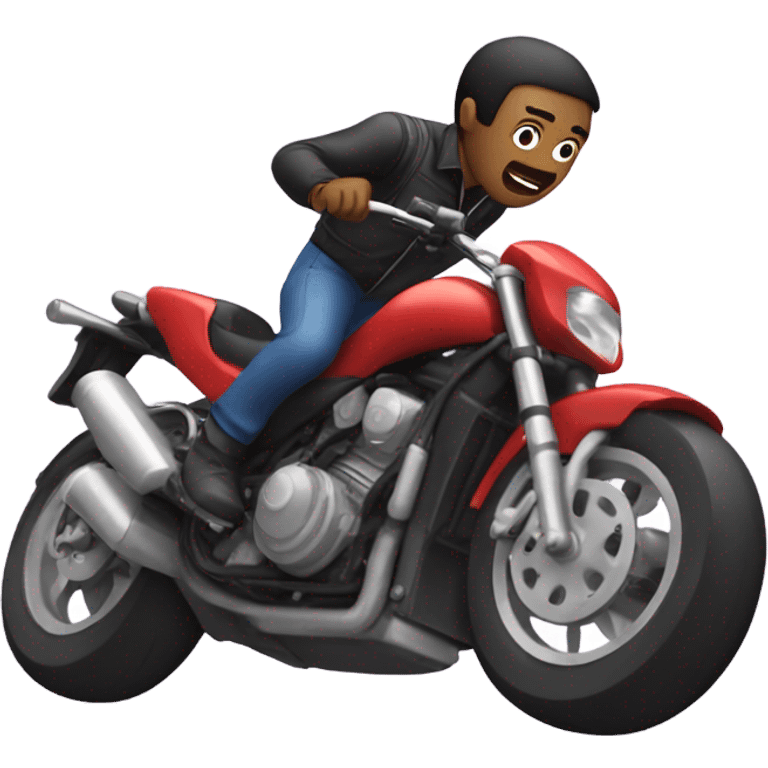 Man doing wheelie on motorbike emoji