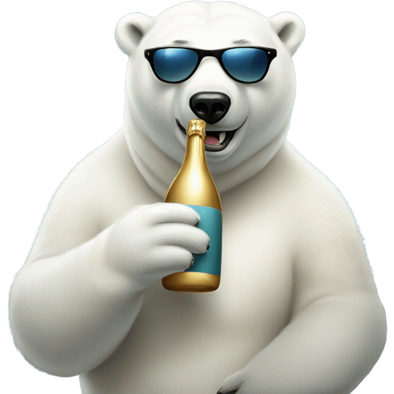 polar bear with sunglasses and champagne emoji