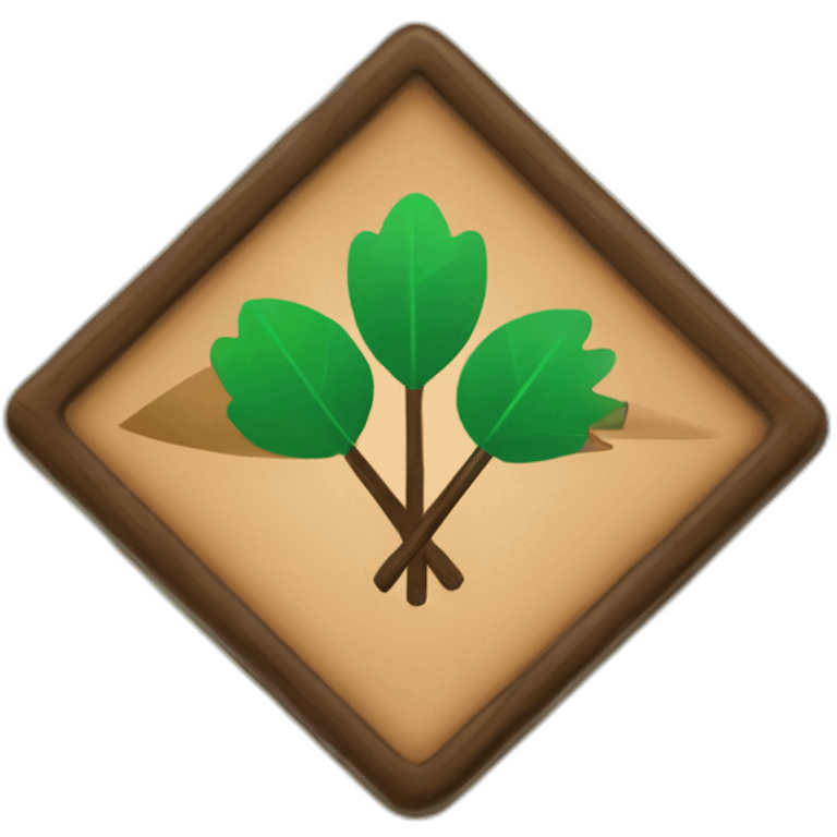 wood badge with up arrow emoji