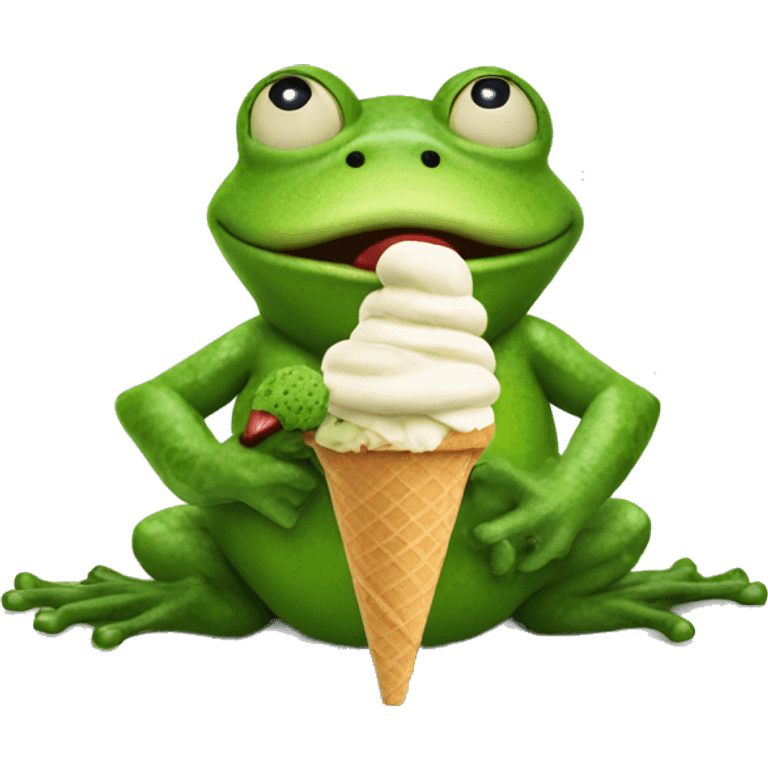 Giant frog eating icecream emoji