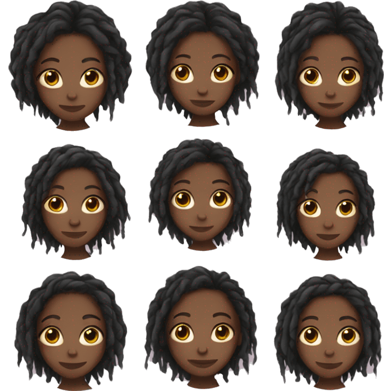 black girl with short locs emoji