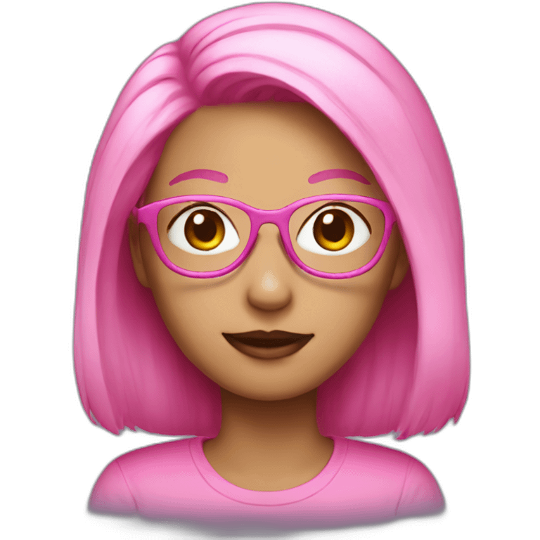 PINK mai with pink glasses and hair emoji