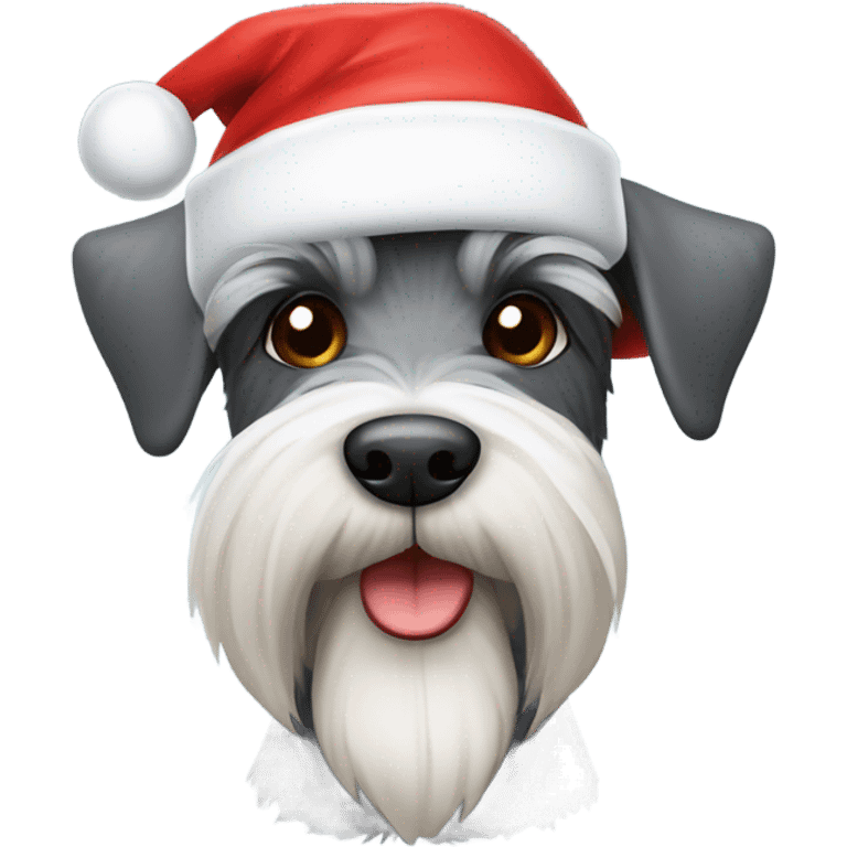 Schnauzer wearing Santa hat emoji