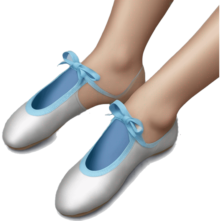 Flat ballet shoes blue side view on womans feet emoji