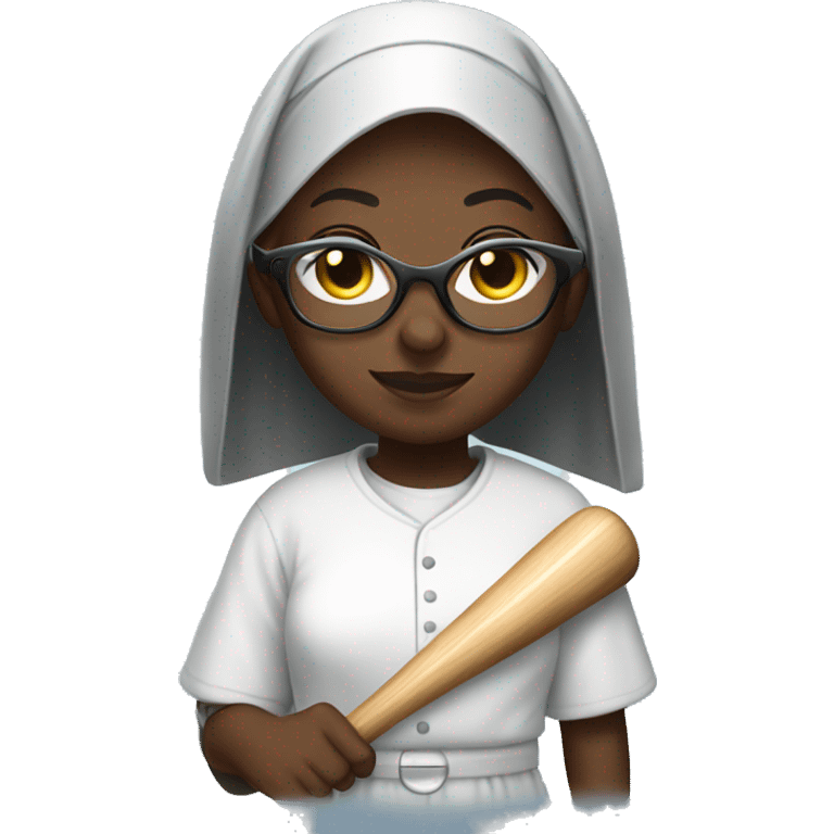 african nun with glasses playing baseball emoji