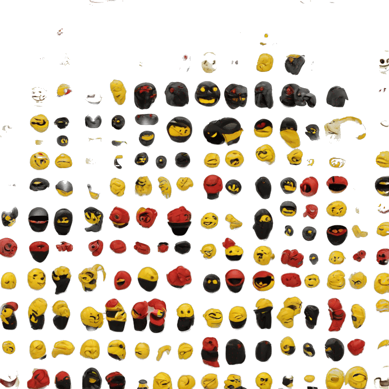 generate only one basic emoji like a ninja style: colors black, red, yellow from top to bottom emoji