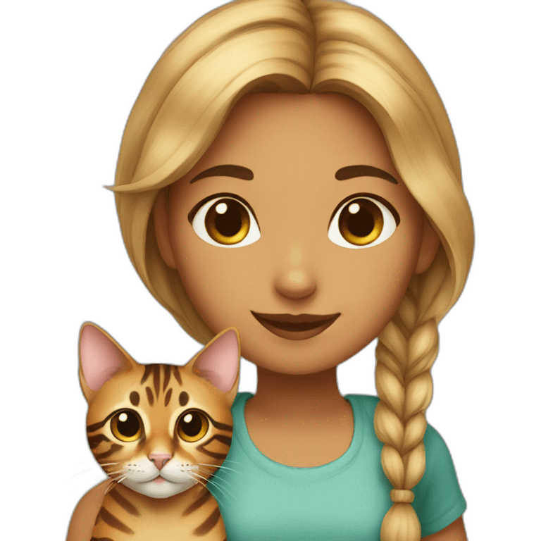 Girl with bengal cat emoji