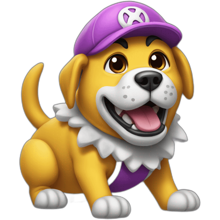 dog with Wario costume emoji