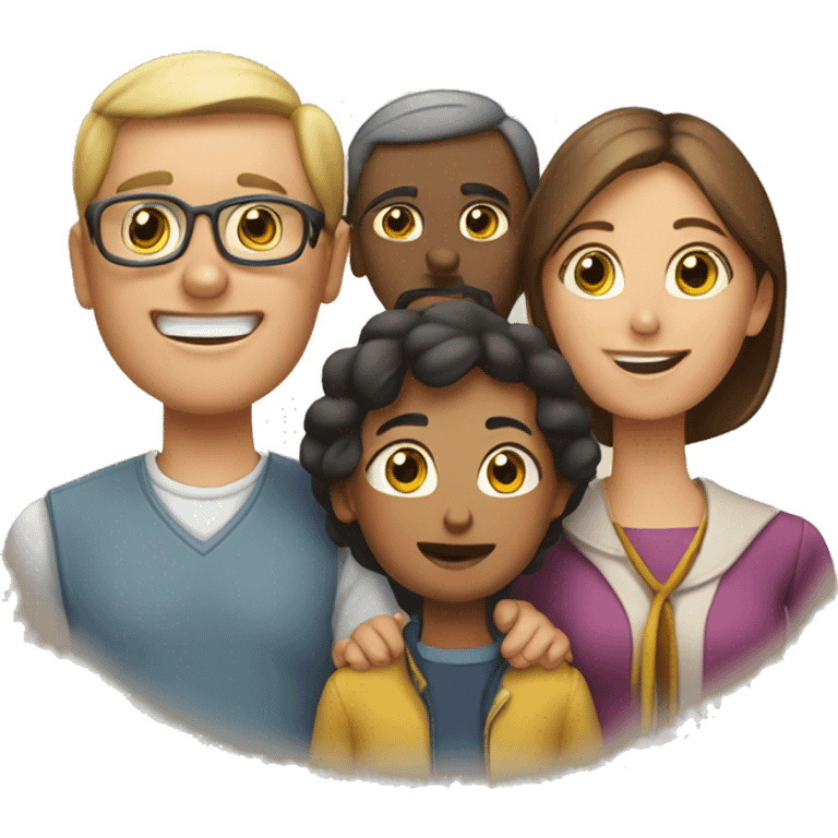 familia papa, mama, 2 hermanos y 1 hermana emoji