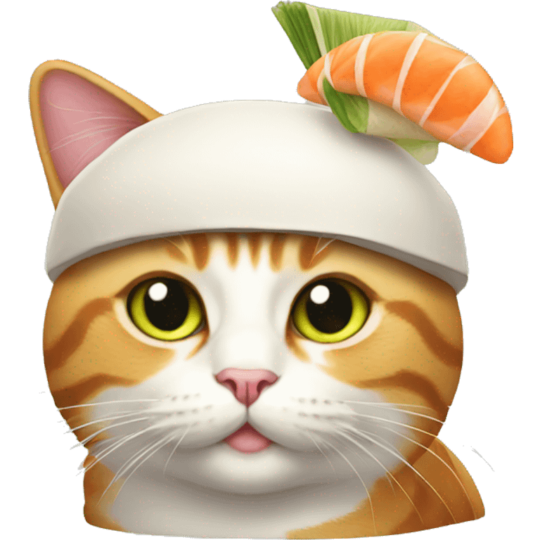 Cat wearing a sushi hat emoji