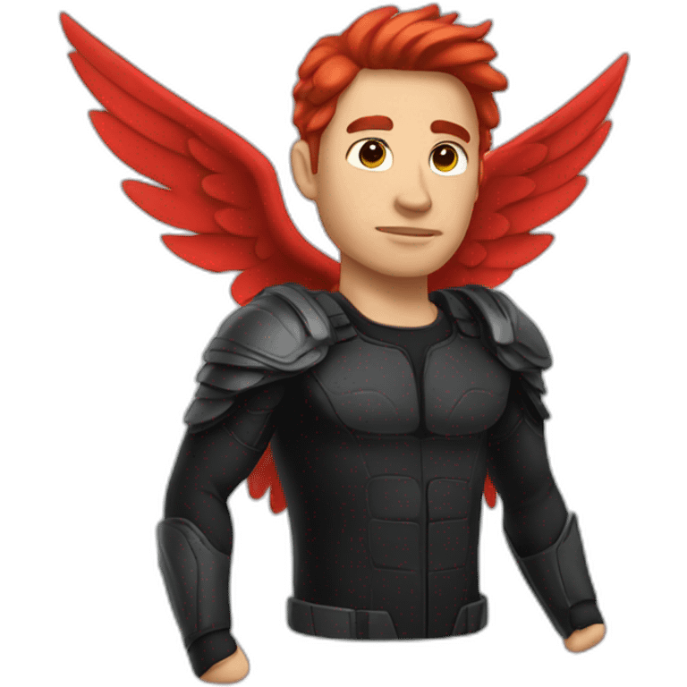 men black with red hair and wings emoji