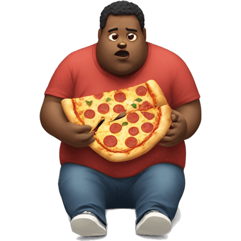 obese man eating pizza  emoji