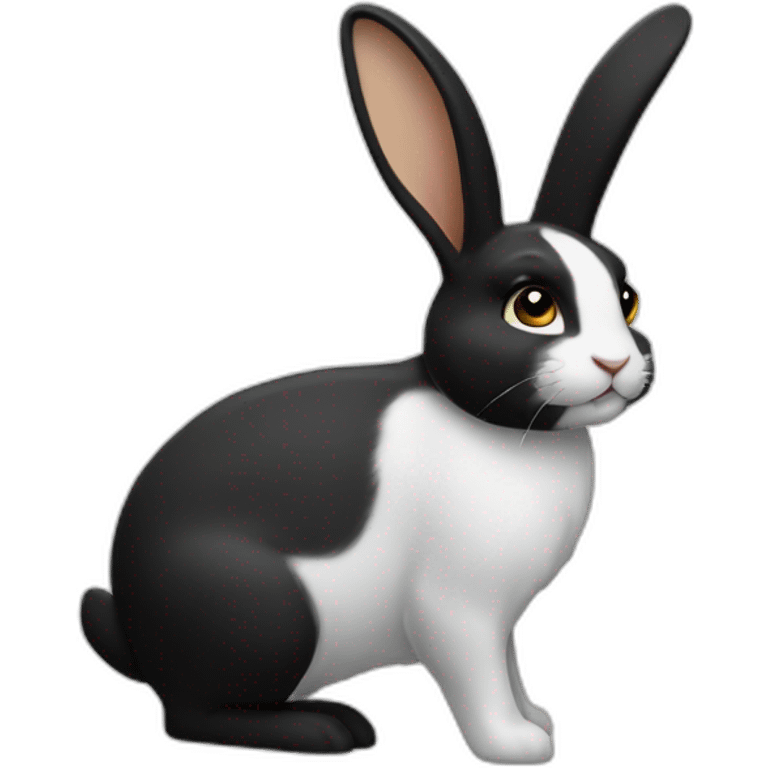 Lapin noir et blanc oreilles qui tombent emoji