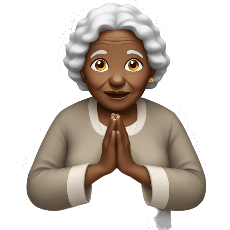 Old black lady with prayer hands emoji