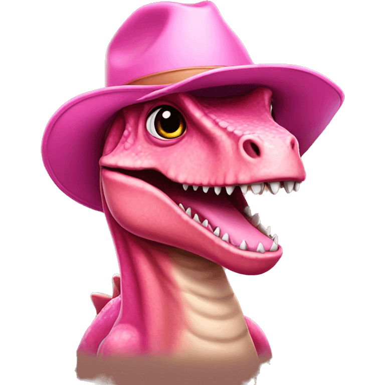 Dinosaur wearing a pink cowgirl hat emoji