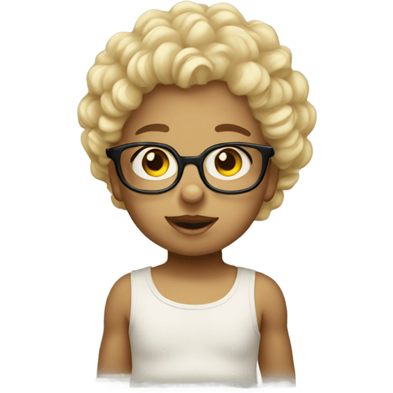 Blond and curly baby with glasss emoji