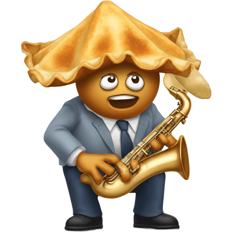 Crab Rangoon playing saxophone instrument emoji