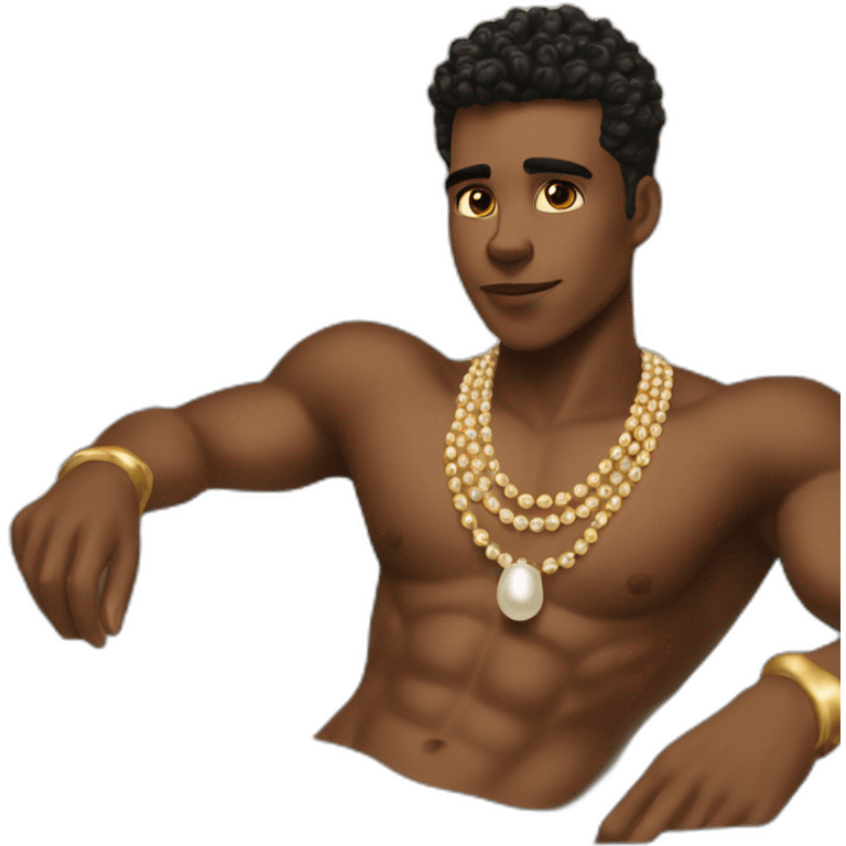 Posh-muscle-boy-pearl-necklace-in-golden-bathtub emoji