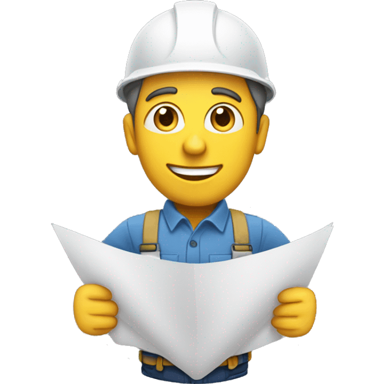 white construction worker holding rolled up plans emoji