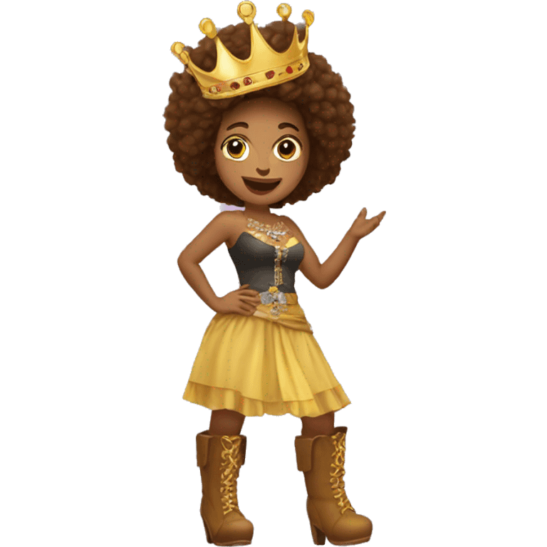 Image of a forró singer, with boots and a crown on her head!  emoji