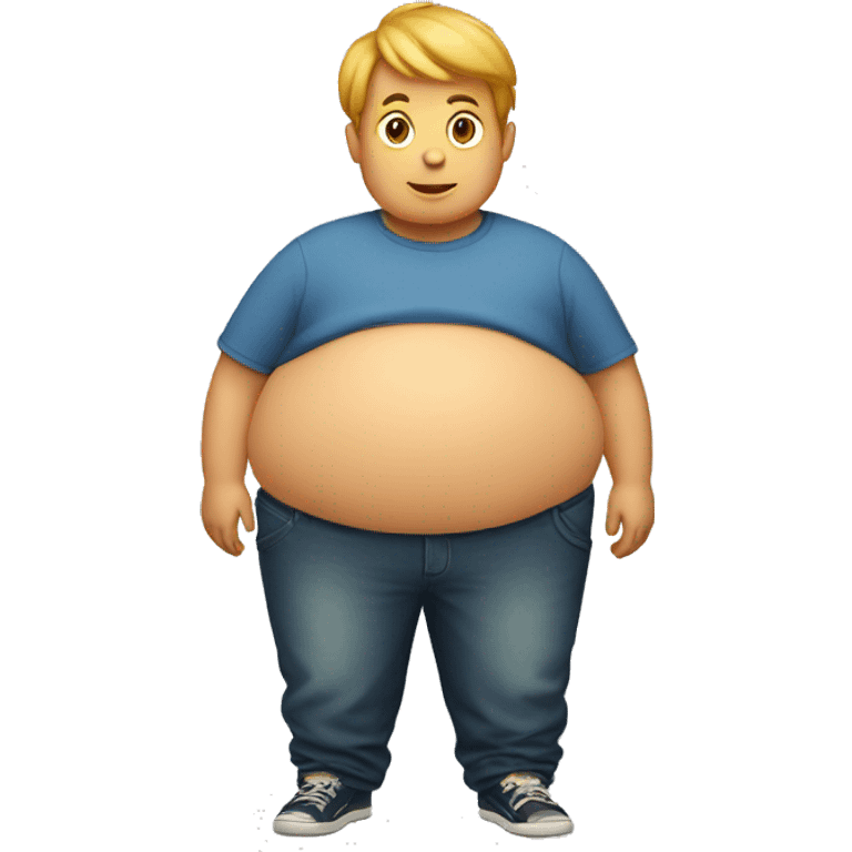 boy with a giant inflated belly emoji