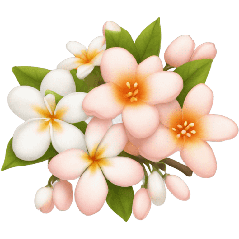 ymbols featuring peach blossoms, jasmine flowers, and orange blossoms. Incorporate soft pinks, whites, and warm orange tones to convey a romantic and dreamy feel. emoji