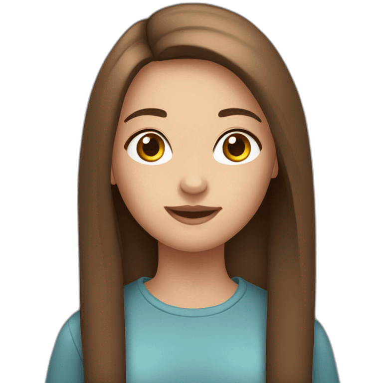 A 15 years Old girl with brown straight hair and eyes emoji