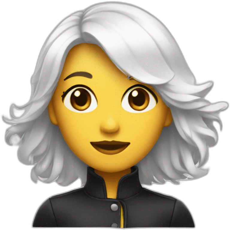 fille blanche avec cheveux noire emoji