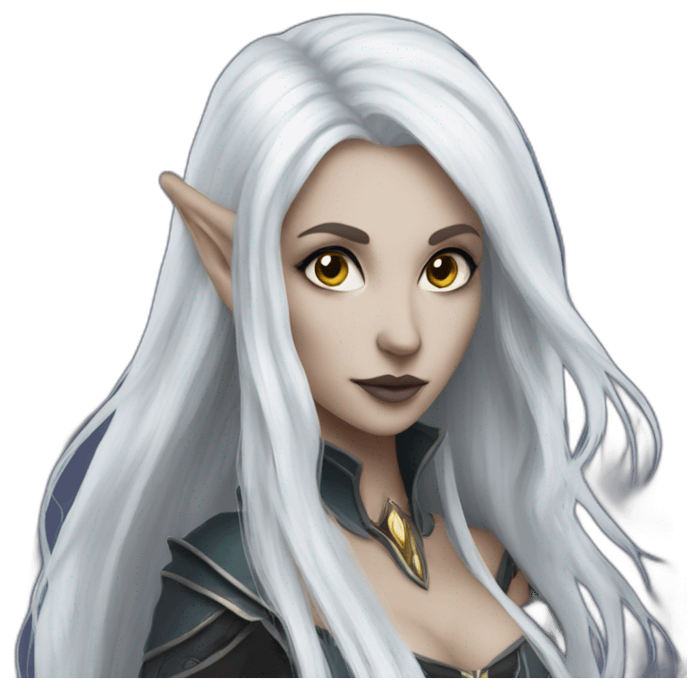 Dark elf sorceress with white long hair emoji