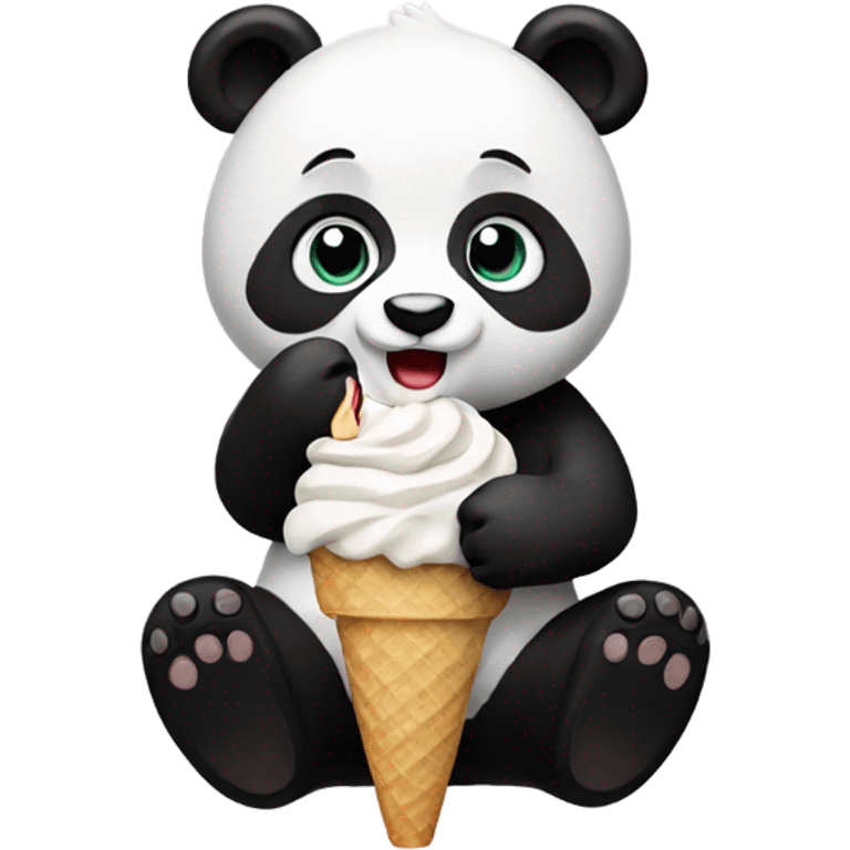 Panda eating ice cream emoji