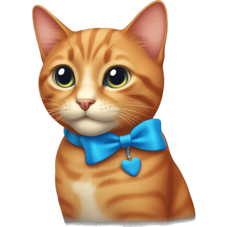 red cat with small blue bow on the neck emoji