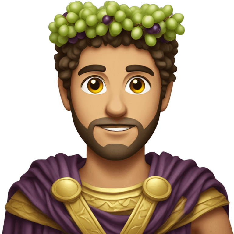 Young greek man with crown of grapes emoji