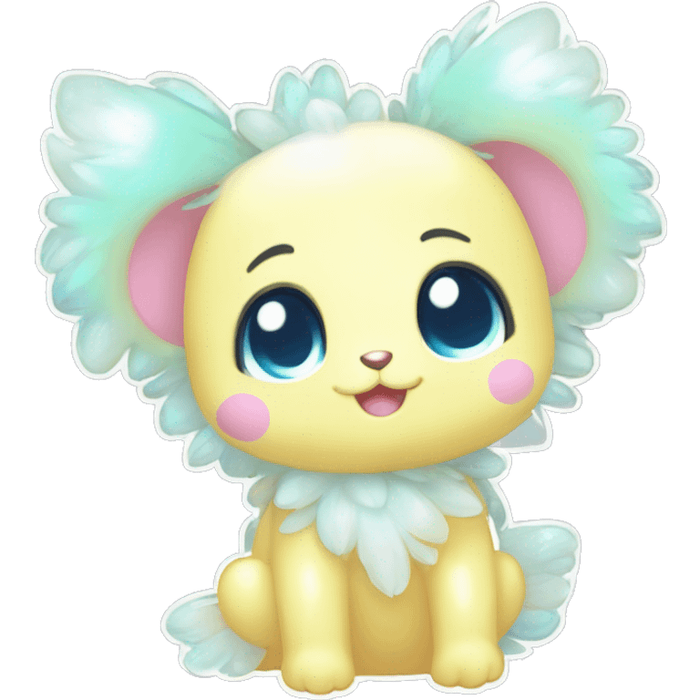 Shiny Kawaii Innocent Shy Baby Sparkly Colorful Pastel Fluffy beautiful fantasy Kawaii Ethereal Sona Fakemon-animal Full Body emoji