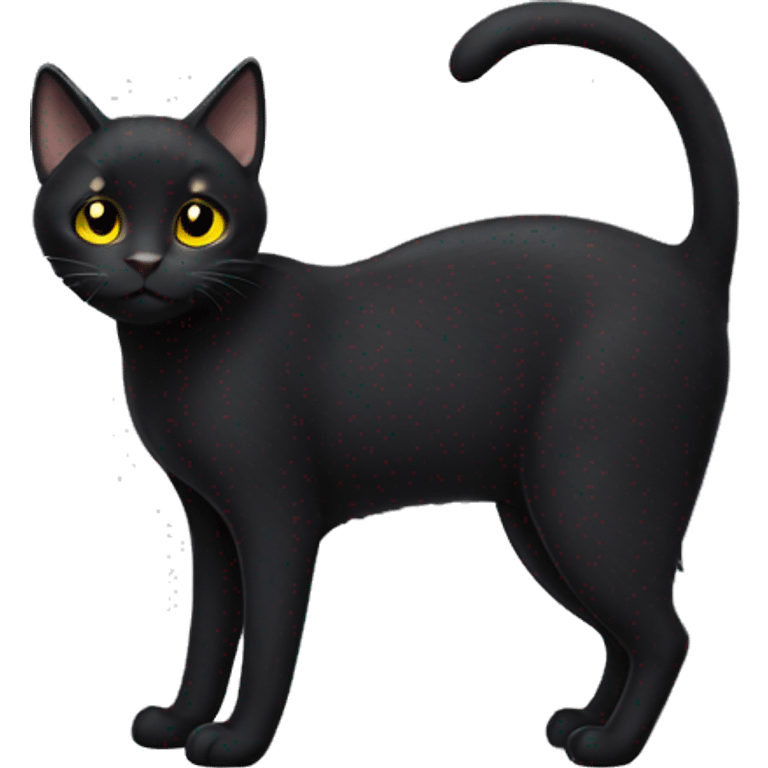 Small short hair black cat full body yellow eyes furry ears emoji