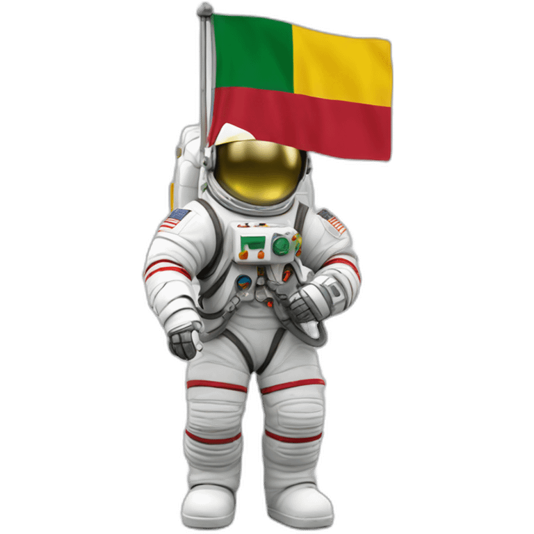 astronaut holding republic of lithuania (europe) flag emoji