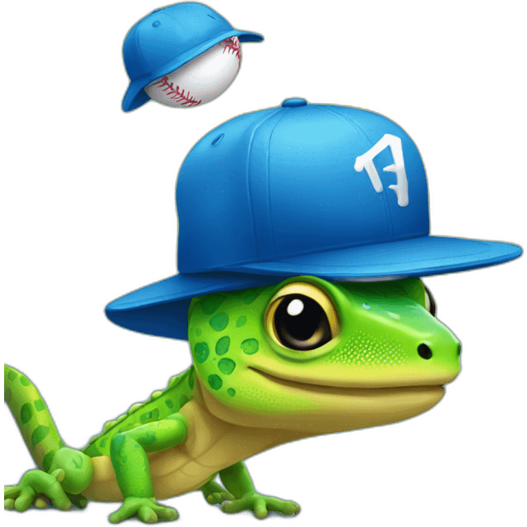 Gecko with blue baseball hat emoji