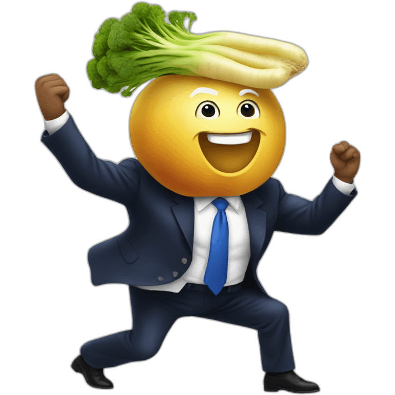 Trump dances with a turnip emoji