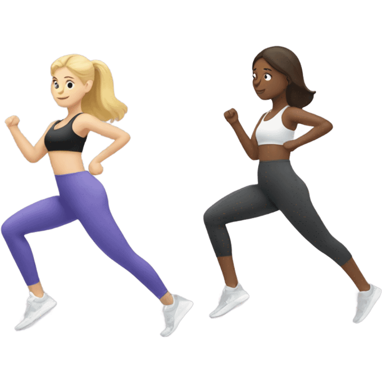 Two girls (blonde and brunette) excercising emoji