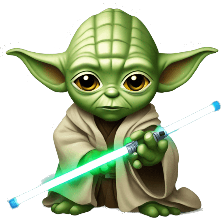 star wars Yoda using lightsaber emoji