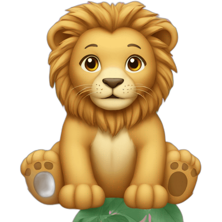 Lion Teddy bear with flowers emoji