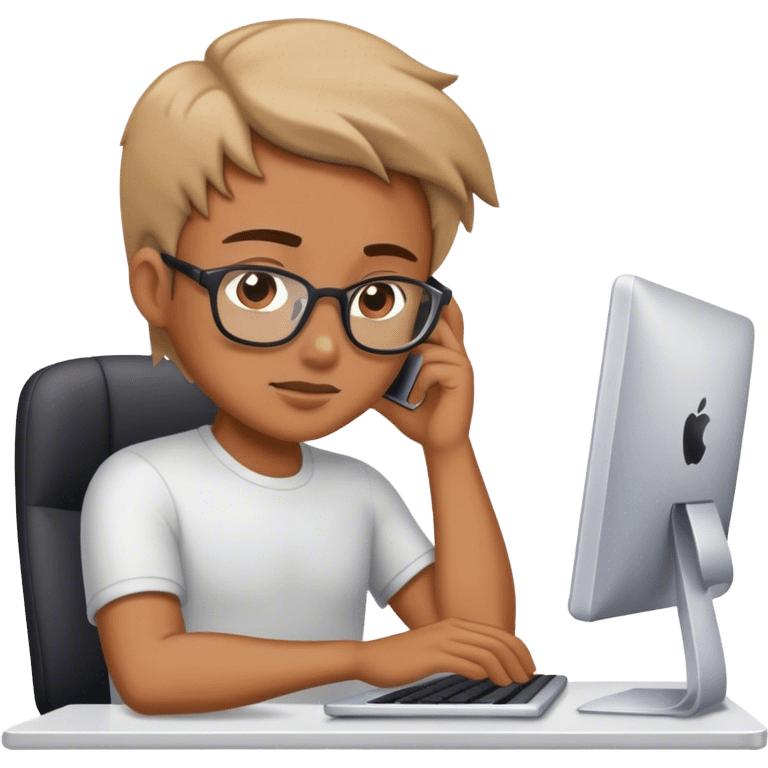 A professional working hard in front of a computer. emoji