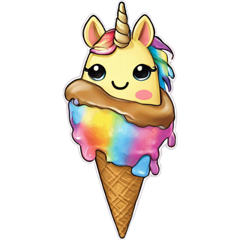 rainbow metal rhinestoned unicorn eating tie dye kawaii ice cream emoji