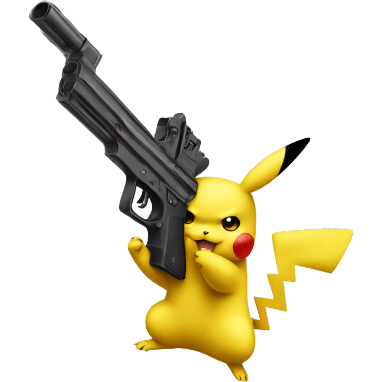 Pikachu with dollar gun toy emoji