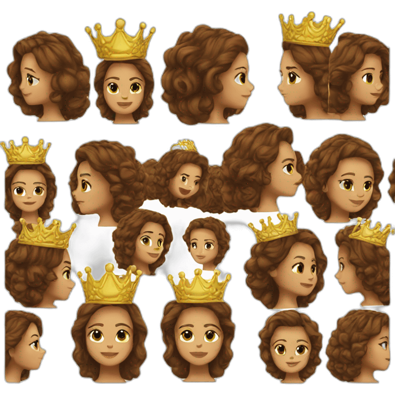 Queen long brown Hair crown  emoji